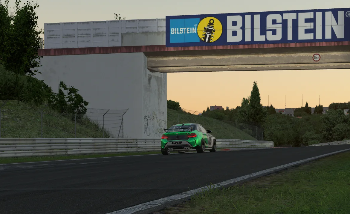 BMW M2 CS Racing at the Nürburgring at sunset